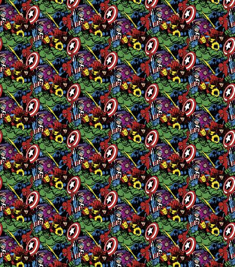 Marvel Retro Heroes Packed Cotton Fabric